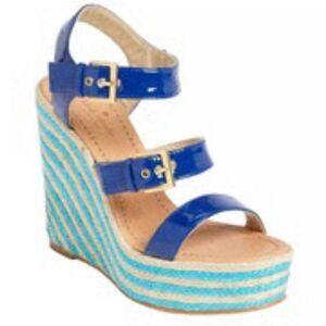 Kate Spade New York Women's Darla Wedge Sandal,Cobalt, 6.5 M US